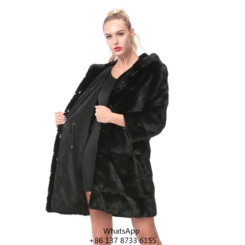 

2024 Colorful Plus Size Luxury Lady High Quality Long Real Natural Mink Fur Winter Coat Genuine For Women Trendy