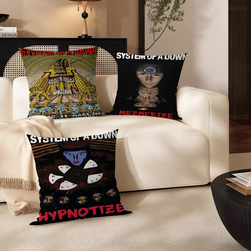 System Of A Down Pillow Covers Cartoon Sofa Decorative Home Double-sided Printing Short Plush Cute Cushion Cover