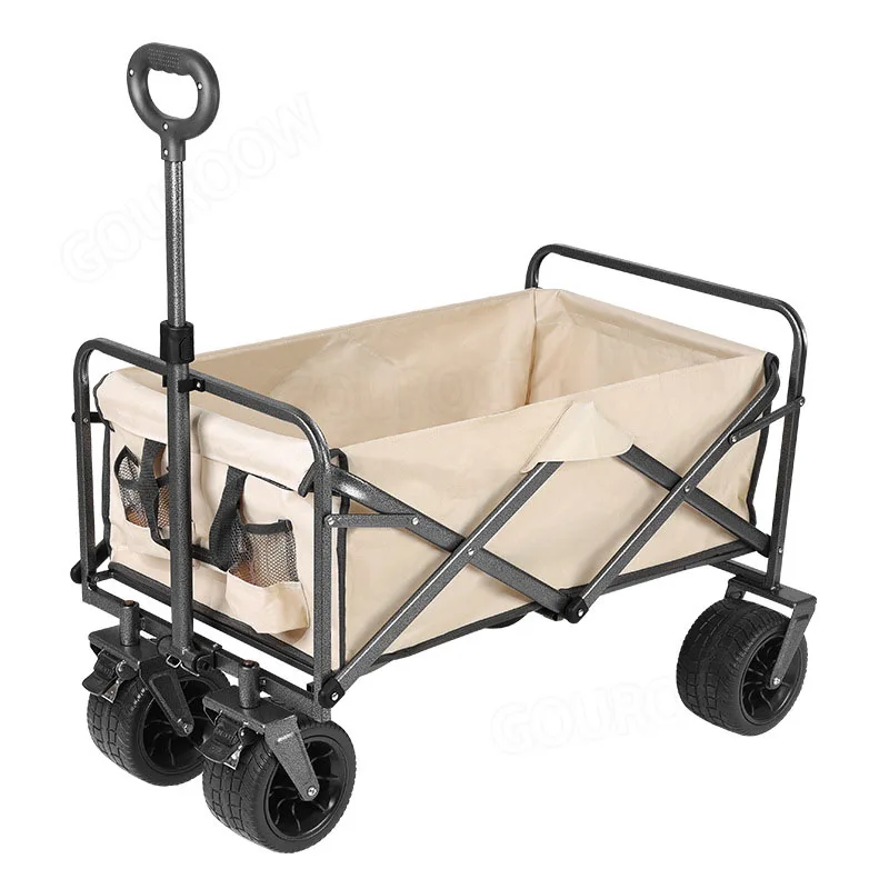 Heavy Duty Large Capacity Folding Wagon Shopping Beach Garden Pull Trolley Collapsible Folding Outdoor Portable Utility Cart