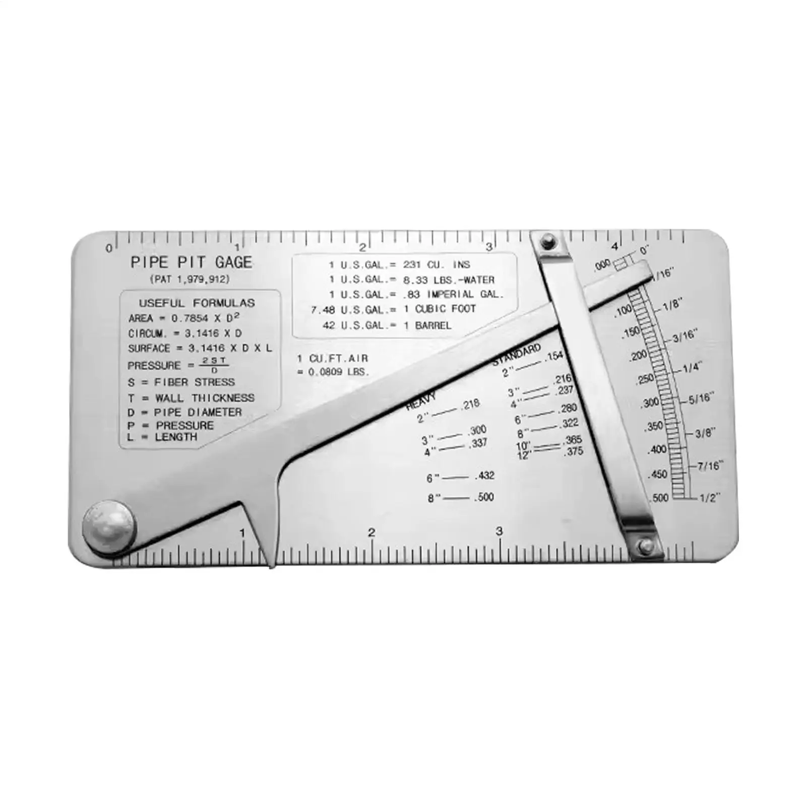 Welding Pipe Measuring Tool Tubing Pit Inspection Gauge Ruler Pipe Mine Measuring Ruler For Home Industry Workshop Outdoor