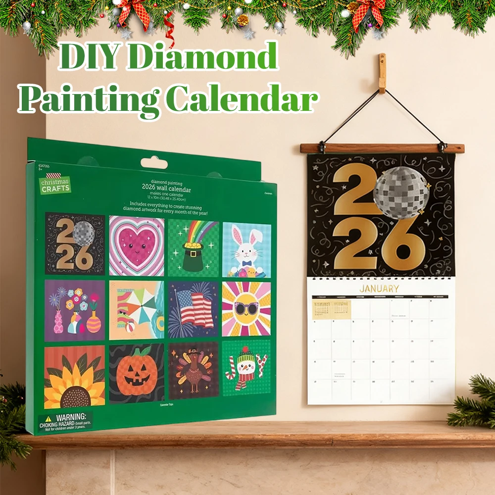 

Diamond Painting Wall Calendar 2026 DIY Full Drill Diamond Art Calendar 12 Month Flip with To Do List Home Calendar Decoration