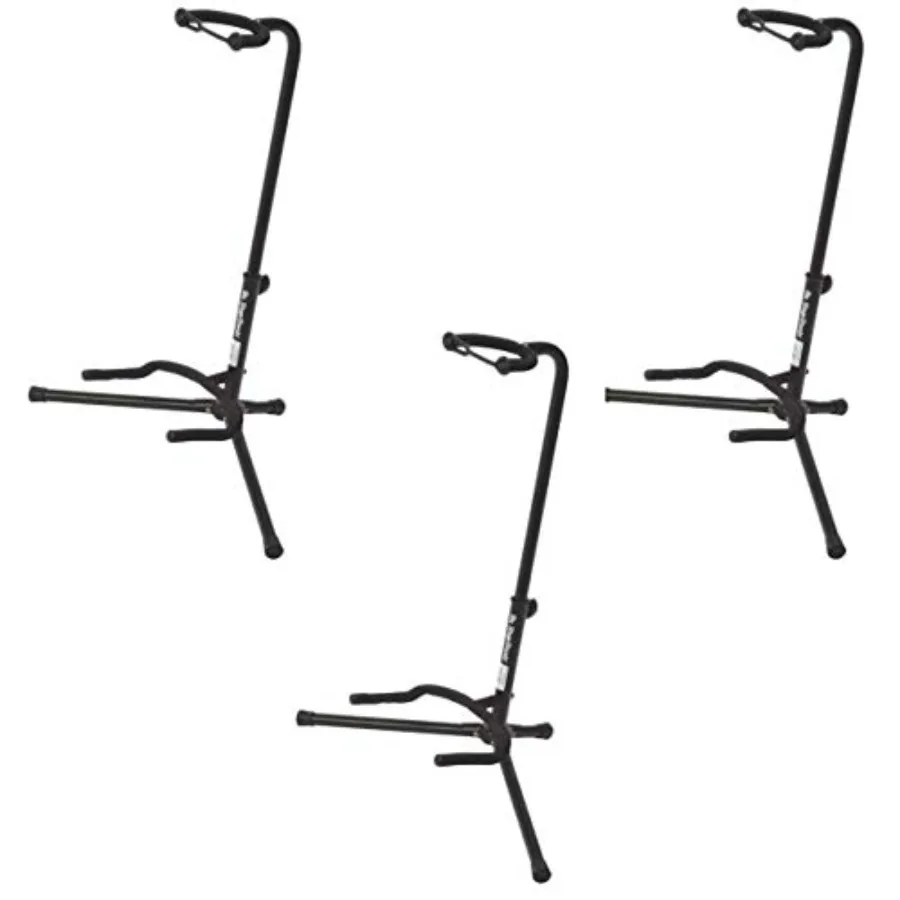 

OnStage XCG4 Velveteen Padded Tubular Guitar Stand - 3 Pack in Black with Enhanced Stability and Scratch-Resistant Finish for S