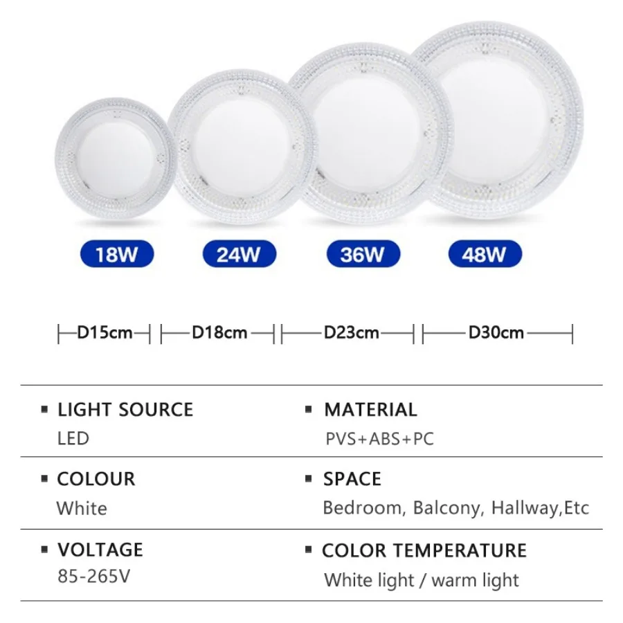 Modern Simples Circular Cristal LED Luz de Teto, Indoor Home Light, Sala e Decoração do Quarto, Luminárias, AC85-256V