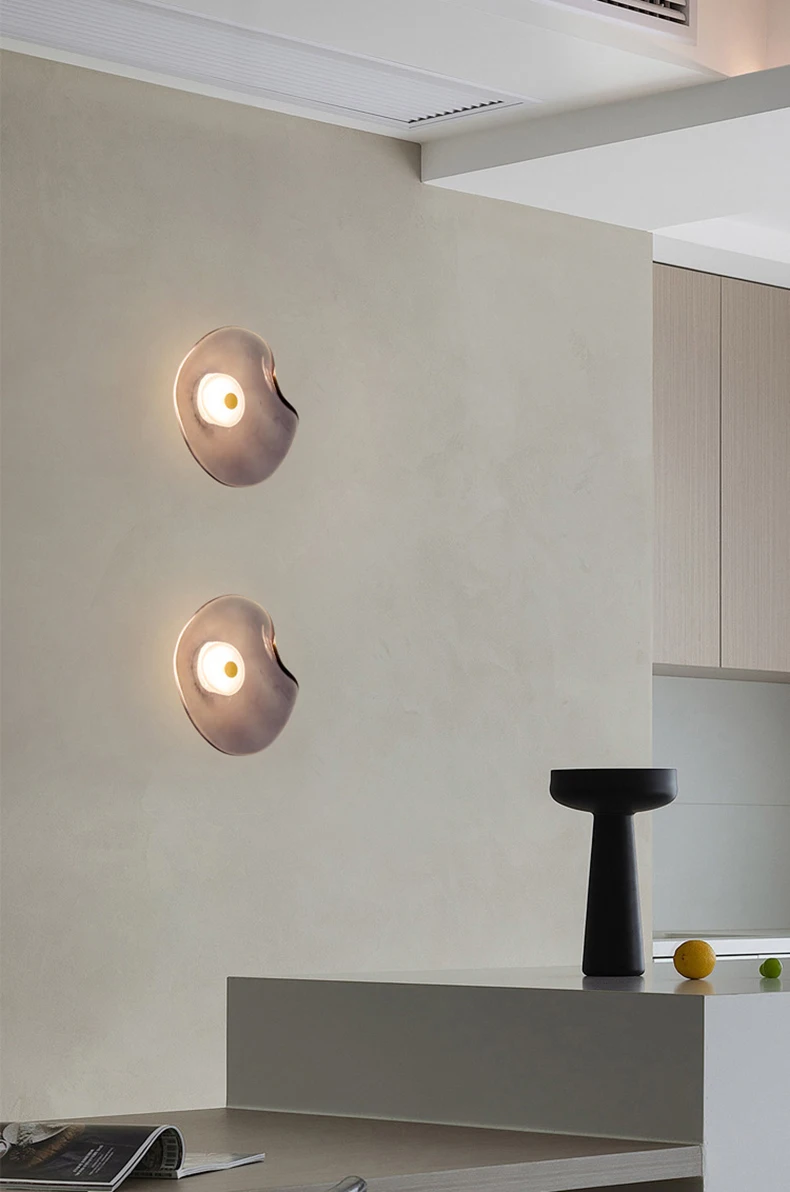 Art Amber Gray Glass LED Wall Light 3000K Sconce