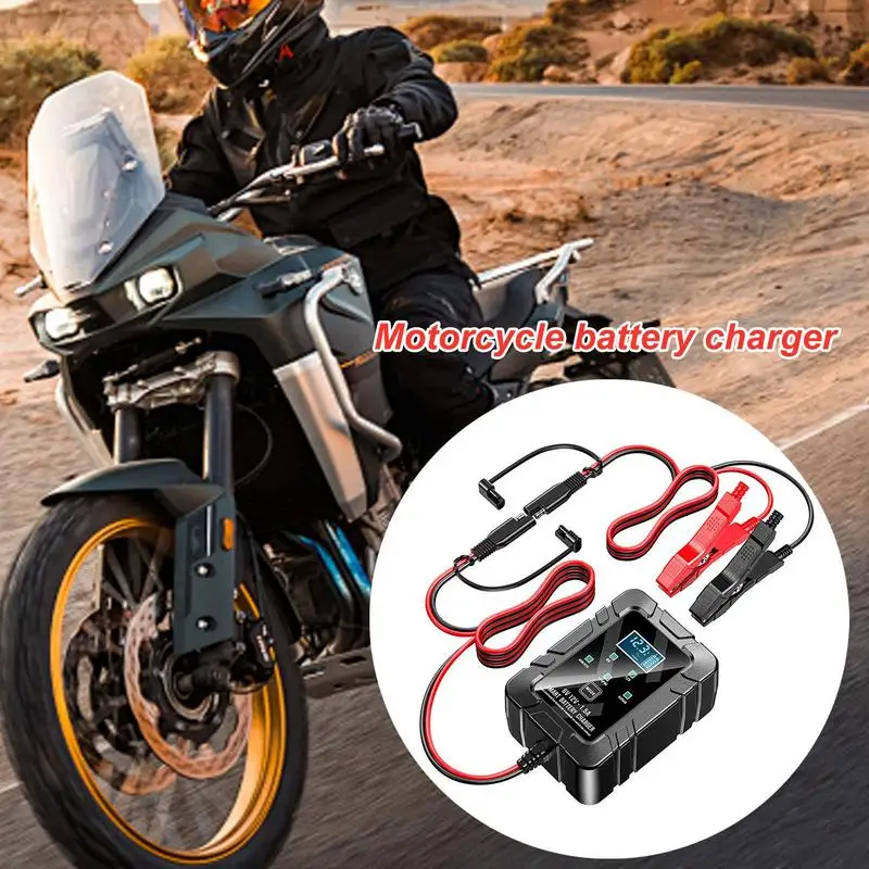 Battery Charger Maintainer 1.5A Smart Motorcycle Battery Charger Motorcycle Battery Maintainer For Deep Cycle Batteries