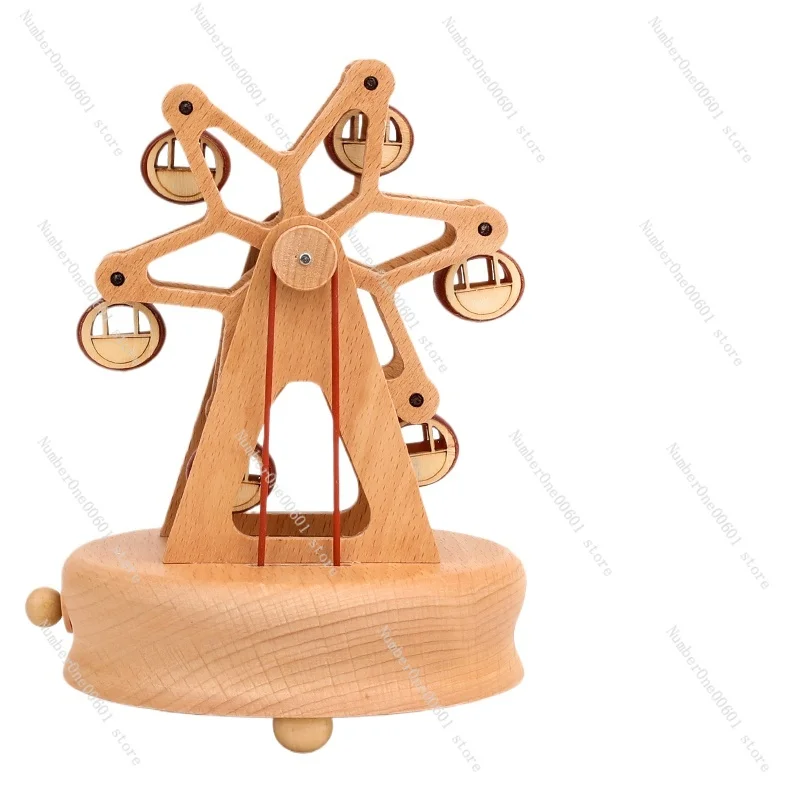 Christmas Gift Music Box Music Box Crystal Bal Girl's Carouse Wooden Wind-growing Movement