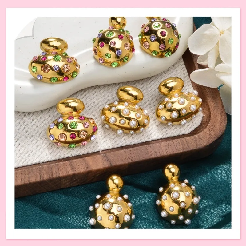 

Новые летние овальные серьги-гвоздики из нержавеющей стали с бриллиантами, женские, нишевый дизайн, персонализированные цветные серьги