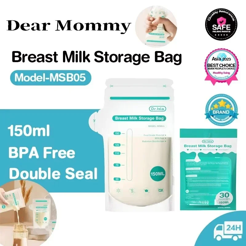 30Pcs 150/250ML Breast Milk Storage Bag Disposable Small Capacity Frozen Milk Storage Bag BPA Free