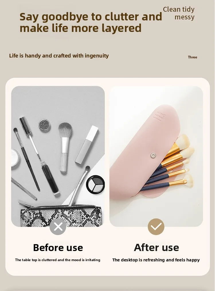 Reismake-upborstelhouder Siliconen cosmetische penselen Tas Make-up sponskoffer Draagbare waterdichte make-uptools voor dames Meisjes