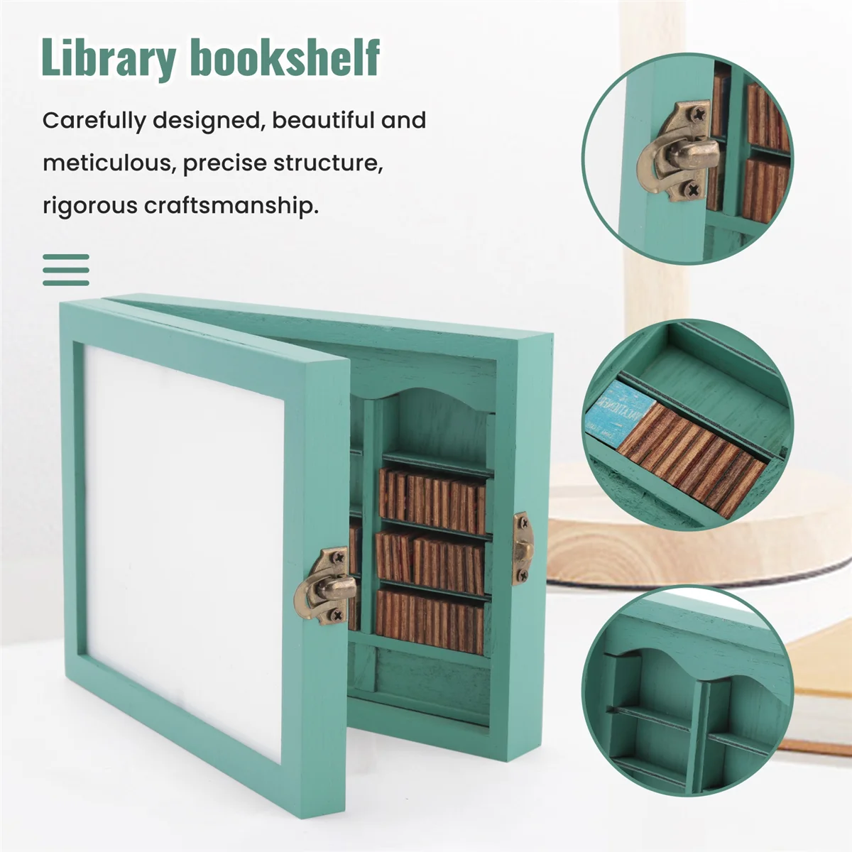 

【New User-Coupon!】Miniature Bookshelf Ornaments, Mini Books, Gifts to Anxiety, Living Room Office Decoration Green