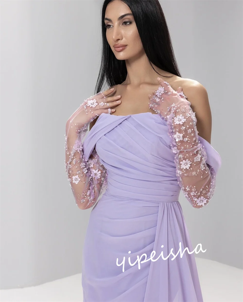 Ball Dress Saudi Arabia Prom Chiffon Applique Valentine's Day A-line Off-the-shoulder Bespoke Occasion Gown Long Dresses