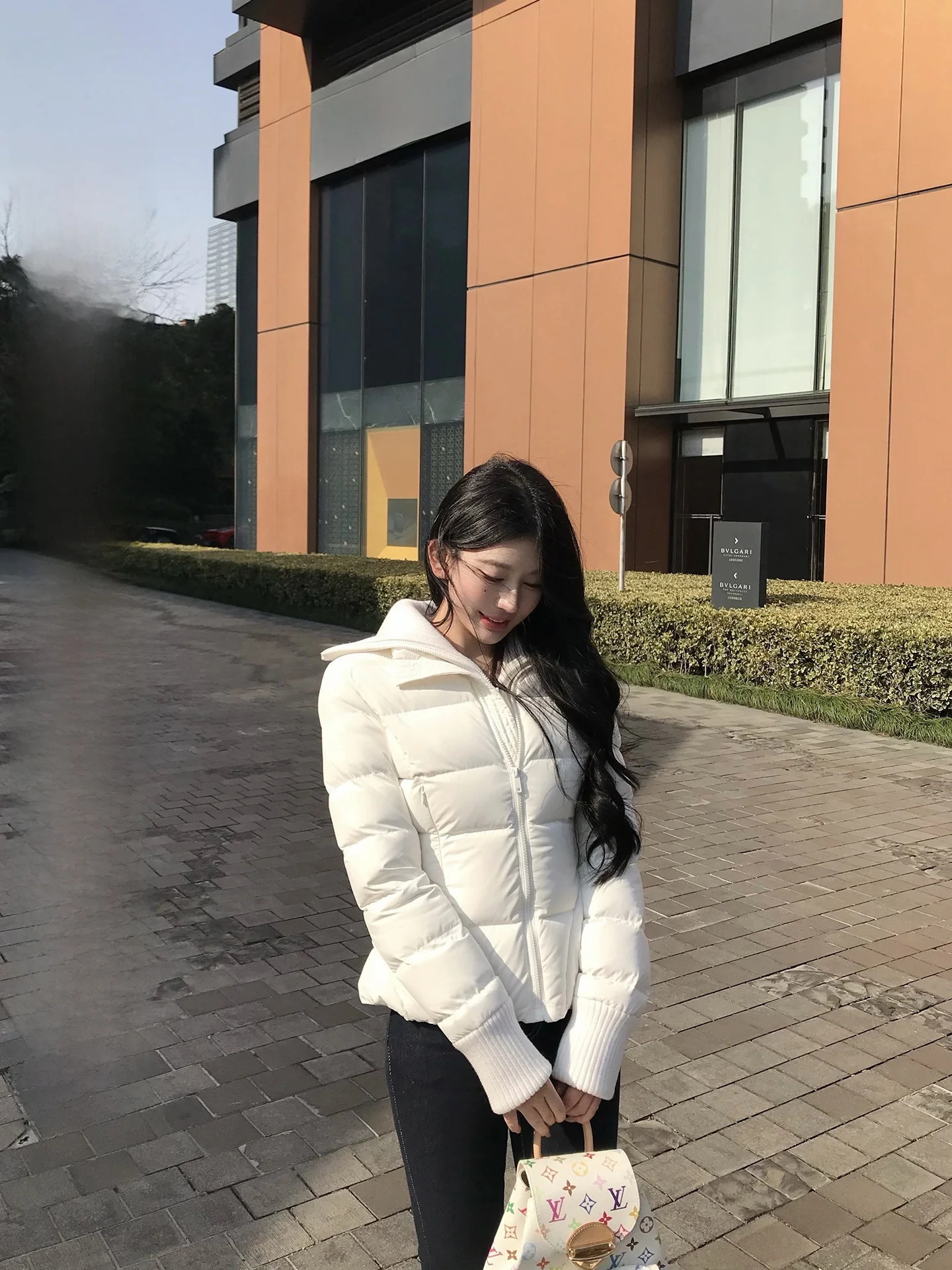 

Fbb Limit Women's Knitted Du down Jaet Waist-Cinching Double-layer Ribbed Collar 90 White Du Feather Warm Outerwear