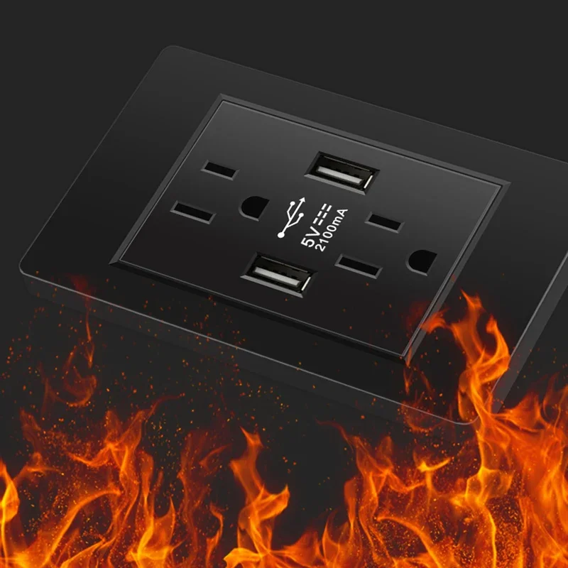 ELEGAN Black Flame retardant PC panel Thailand Standard Type-C America Outlet Plug 118*72mm Wall Socket Light Switch Fast Charge