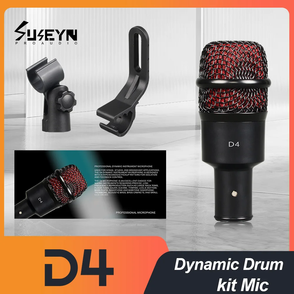 D4 Drum Microphone Instrument Kick Drum Snare&Tomtoms Microphone Dynamic Microphone