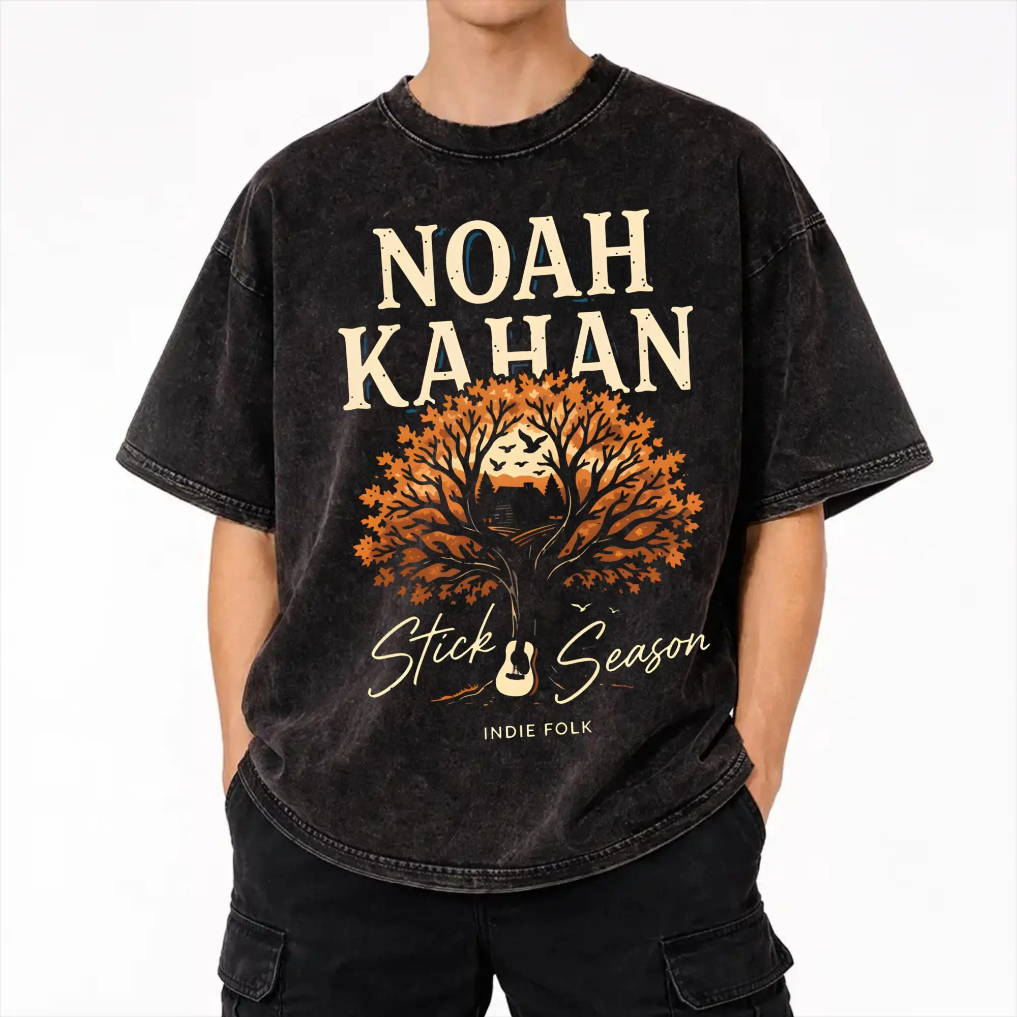 Harajuku Washed Shirt Noahs Kahans The Great Divide Tour 2026  Outfit Vintage T Shirt High Street  Streetwear Short Sleeve