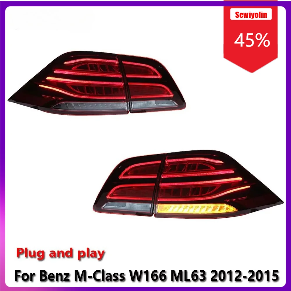 

Sewiyolin Car LED Lamp Tail Light Assemblies For Benz M‑Class W166 ML63 AMG 2012-2015 Fog DRL Brake Turn Signal Lamp