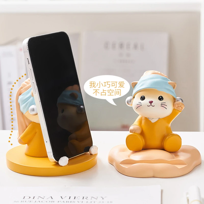 Creative and cute cat accessories, mobile phone holder for healing, office desktop decorations, birthday gifts for girls