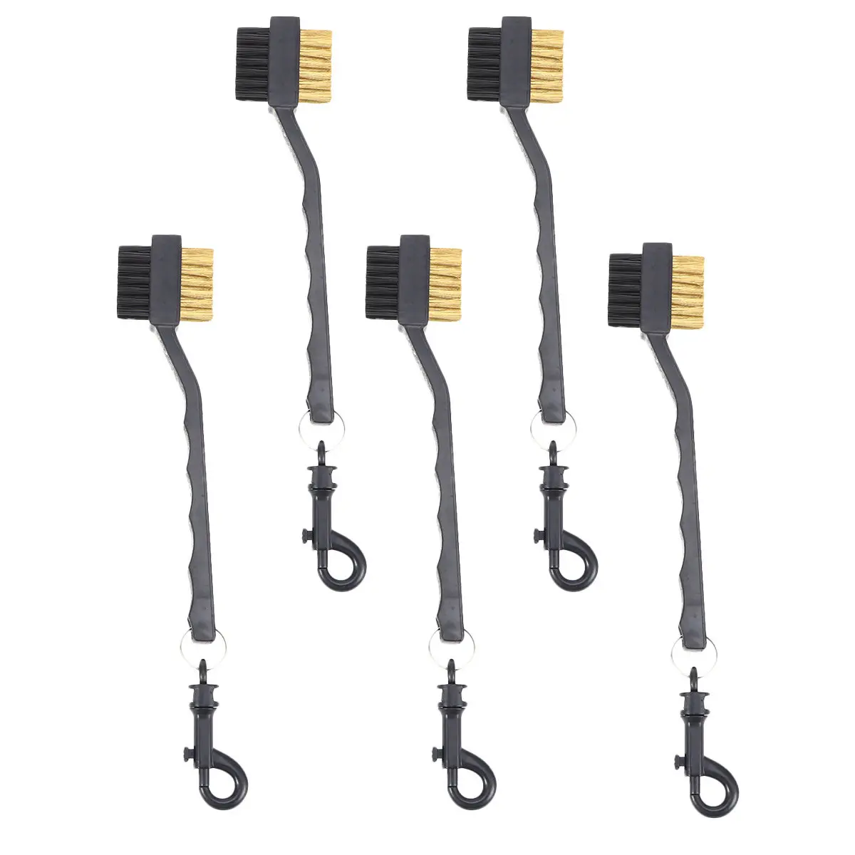 

Набор из 5 щеток для гольф-клюшек с двойной медной щетиной, прочные, легкие, портативные, для чистки клюшек и очистки канавок