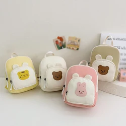 Cute Cartoon Bear Pattern Canvas Backpack for Kids Boys Girls Traveling Picnic BBQ School Bags for Children Casual Bags