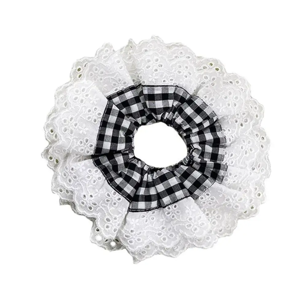 Big Flower Lolita Scrunchies for Women Elastic Hair Bands Ponytail Holders Tie Solid Color Hair Hoop Scrunchy Girl Hair Ring