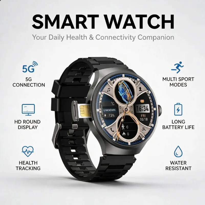 Android Smartwatch SIM Card Slot Independent Call WiFi GPS Navigation Outdoor Sports Touch Screen Wrist Watch