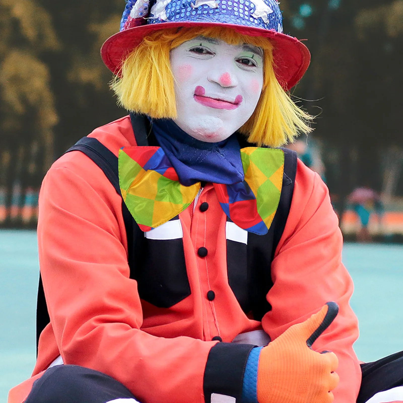 

2Pcs Clown Bowties Large Multicolor Bowknot Easy Wear Party Halloween Fancy Costume Accessories Masquerade Performance Props