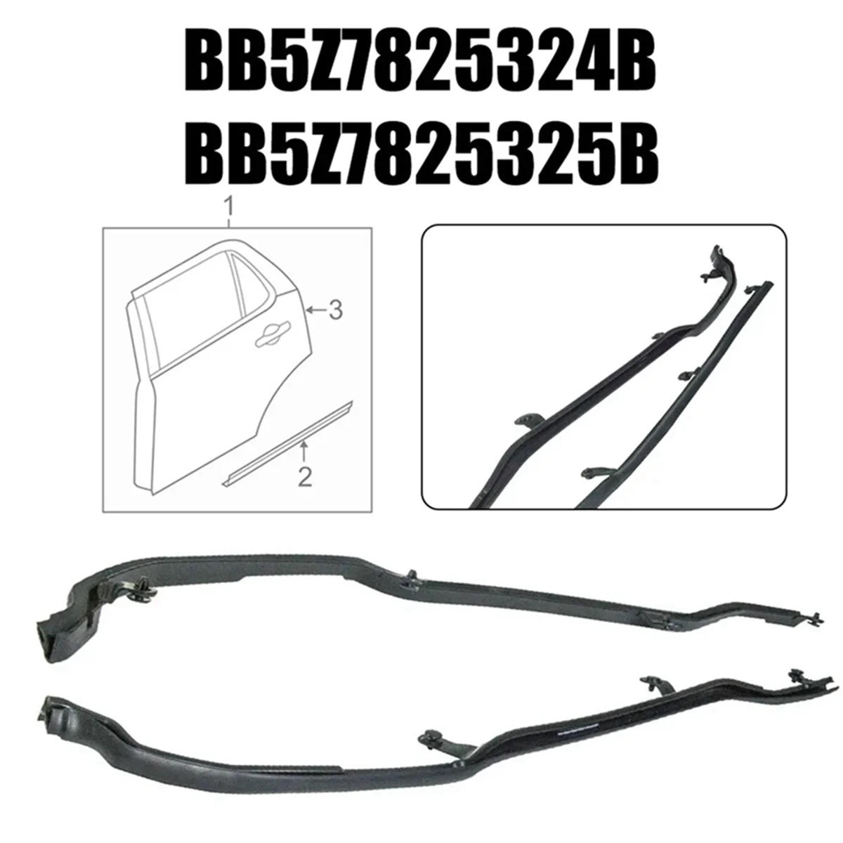 Car Rear Door Front Weatherstrip Seal for Explorer 2011-2019 Door Sealing Strips BB5Z7825324B BB5Z7825325B