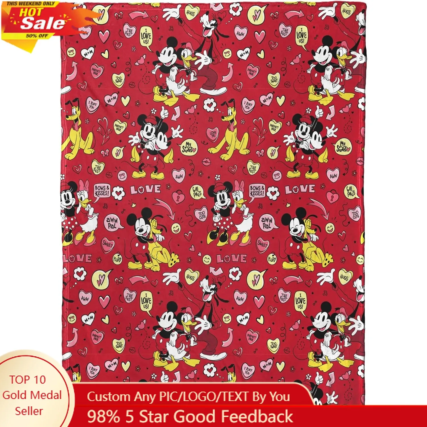 

Mickey Mouse Blankets Disney Cartoon Plush Blanket Soft Indoor Decoration Adult Child Holiday Party Gifts Warm Custom Quilt