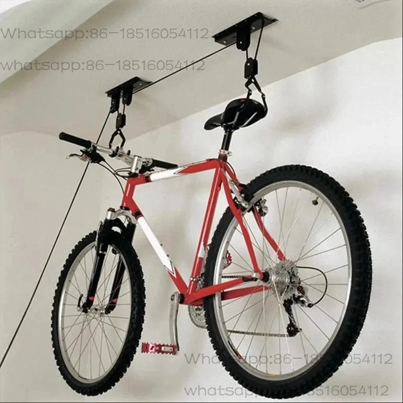 Garage Ceiling Bike Hoist System - Pulley Storage with Bike Hangers, Efficient Space-Saving Mount for Bicycles
