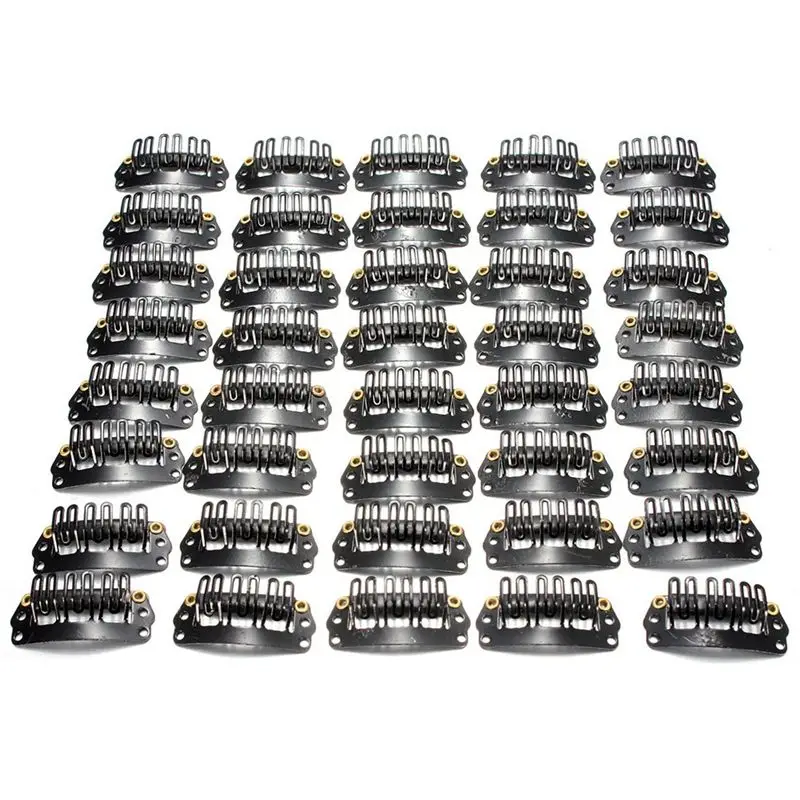ABZA-240Pcs U-Shaped Clamp For Hair Extensions Wig Clips DIY Comb Black Frame