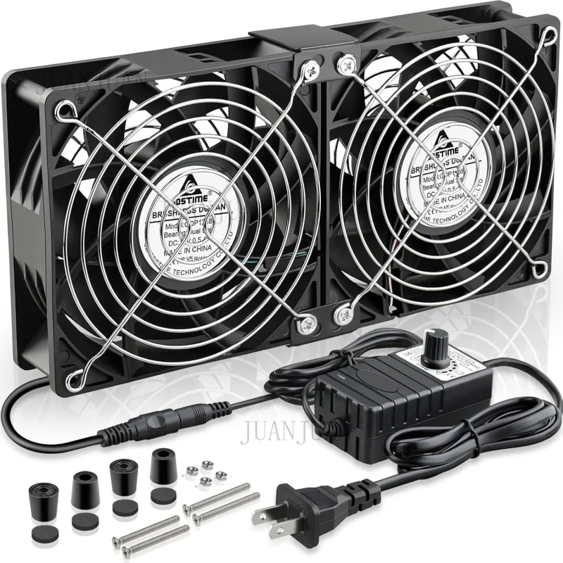 A+FOR Dual 120Mm X 38Mm Computer Fan with AC Plug, AC 110V-240V Variable Speed Fan 240