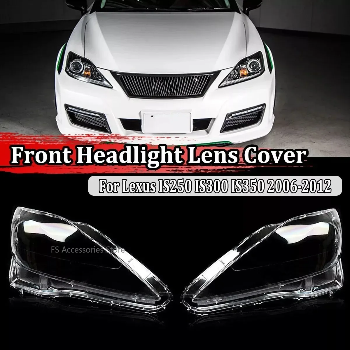 

Pair Headlight Lampshade Transparent Headlight Lens Lampshade Cover For Lexus IS250 IS300 IS350 XE20 2006-2012