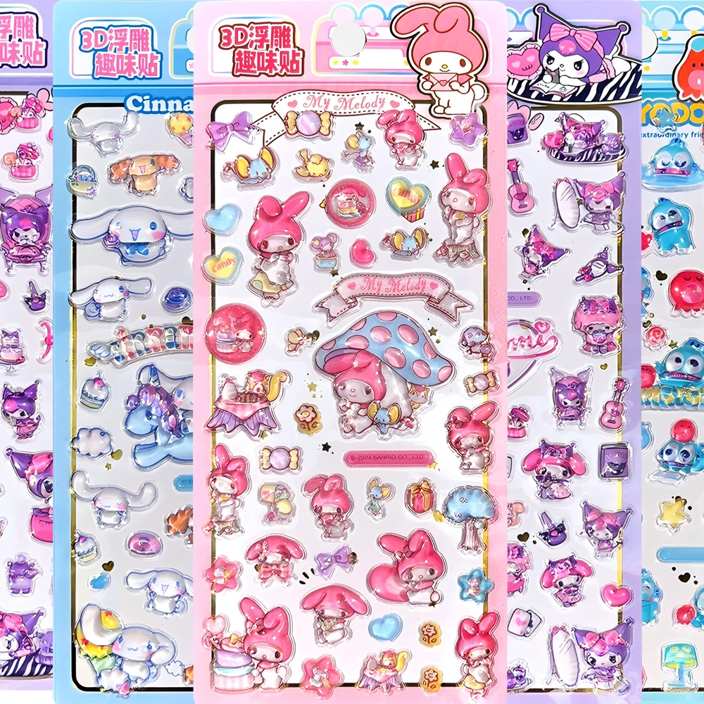 สติกเกอร์คริสตัลซานริโอ้สุดน่ารัก ลายซินนามอโรล มายเมโลดี้ แบบนูน 3 มิติ ของเล่นตกแต่งเคสมือถือ เครื่องเขียน แล็ปท็อป