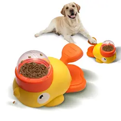 2-in-1 interactive dog toy - Yellow Duck Slow Food & Jigsaw Snack dispenser stimulates the brain anti-swallowing feeding bowl