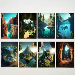 M-Minecraft Poster Mine Game Pixel Craft Landscape Art Canvas Painting Print Living Room Game Room Modern Wall Art Home Decor