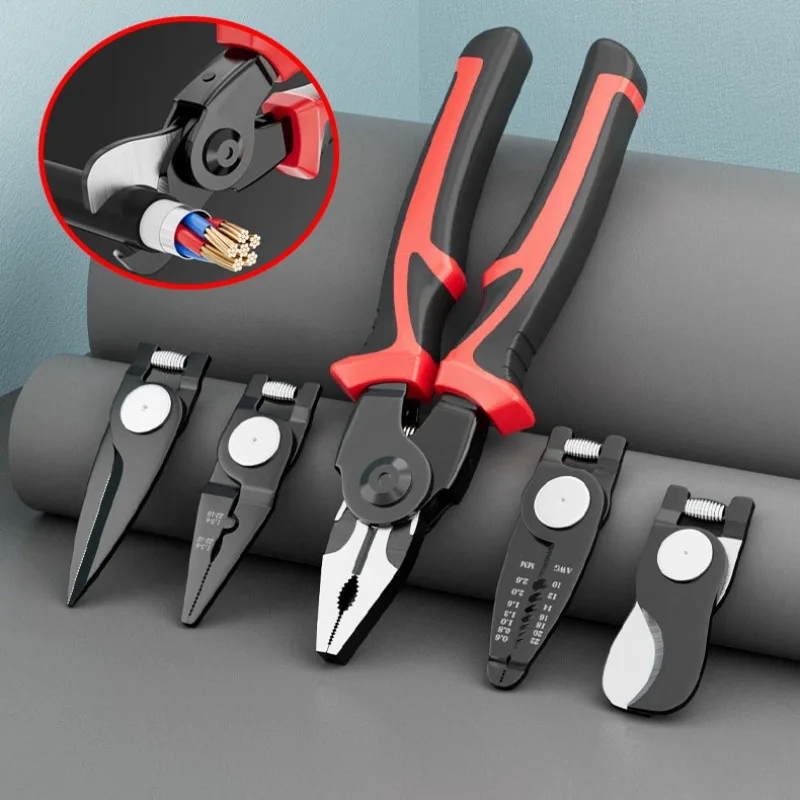 

Replaceable Electrician Pliers Wire Stripping Pliers Wire Cutting Multifunctional 5 in 1 Special Tools Electricians Hand Tools