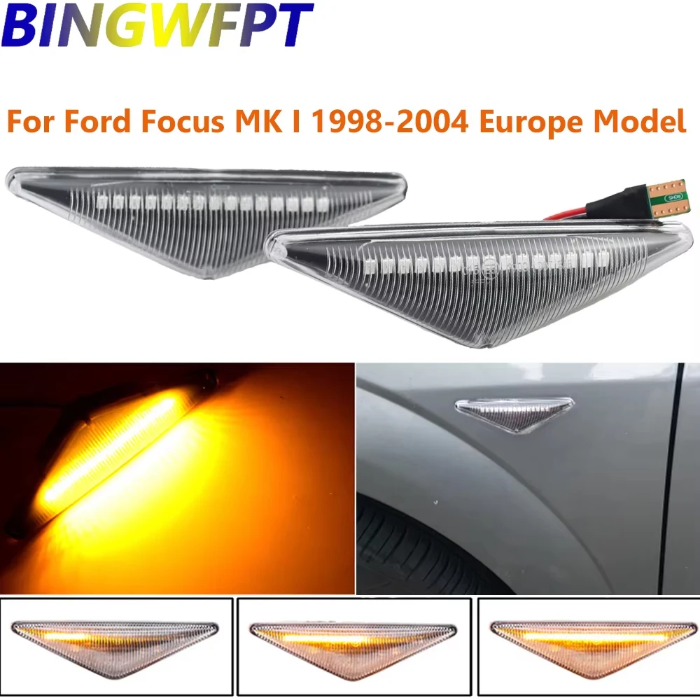 For Ford MONDEO 3 MK3 FOCUS 1 MK1 Flowing Side Light LED Dynamic Side Marker Turn Signal Lights Indicator Blinker Lamp