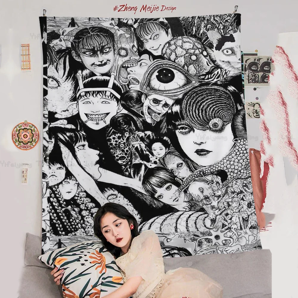 Horror Junji Ito Chart Tapestry Home Decoration Hippie Bohemian Decoration Divination Wall Hanging Home Decor