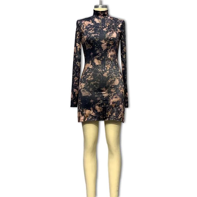 Herfstprint lang Sve Dr dames hoog Ne ter gebreid Thi polyester wikkel rond rok Europese Sle gebreide kleding