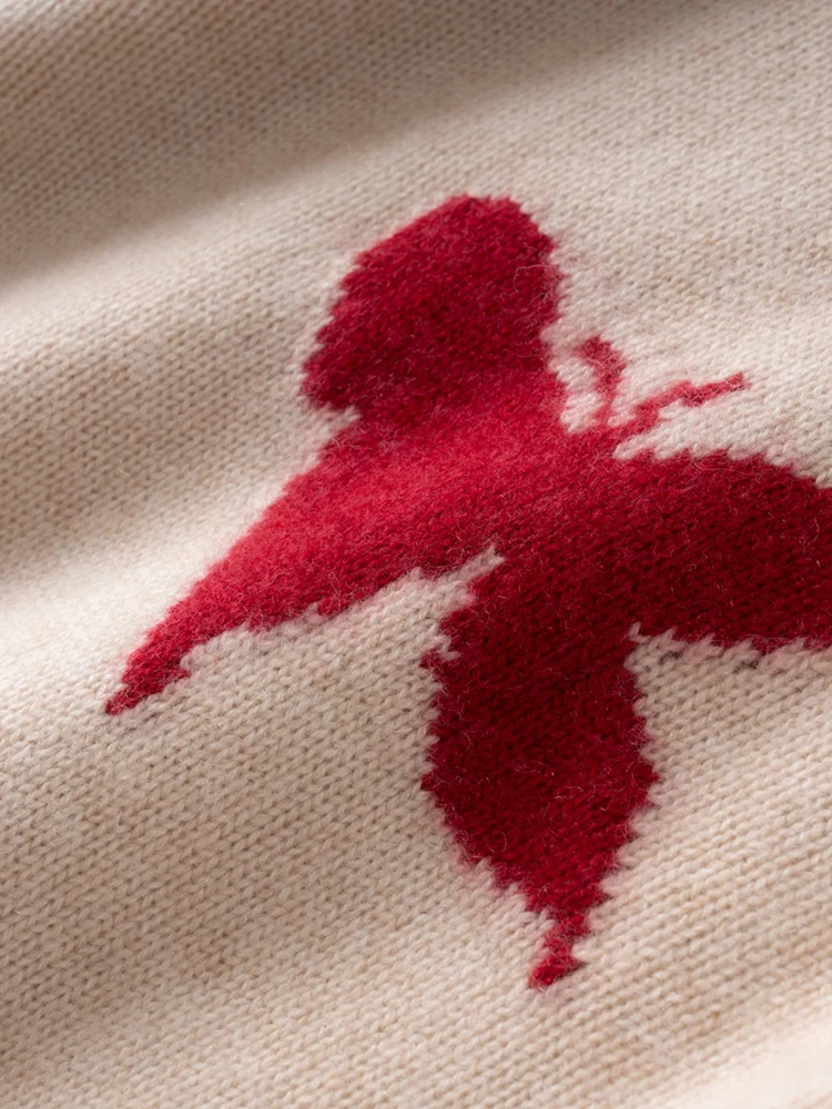 Chic Autumn Winter Women's 100% Cashmere Sweater O-neck Long Sleeve Pullover Thickened Cashmere Knit Jumper Casual Clothes Tops