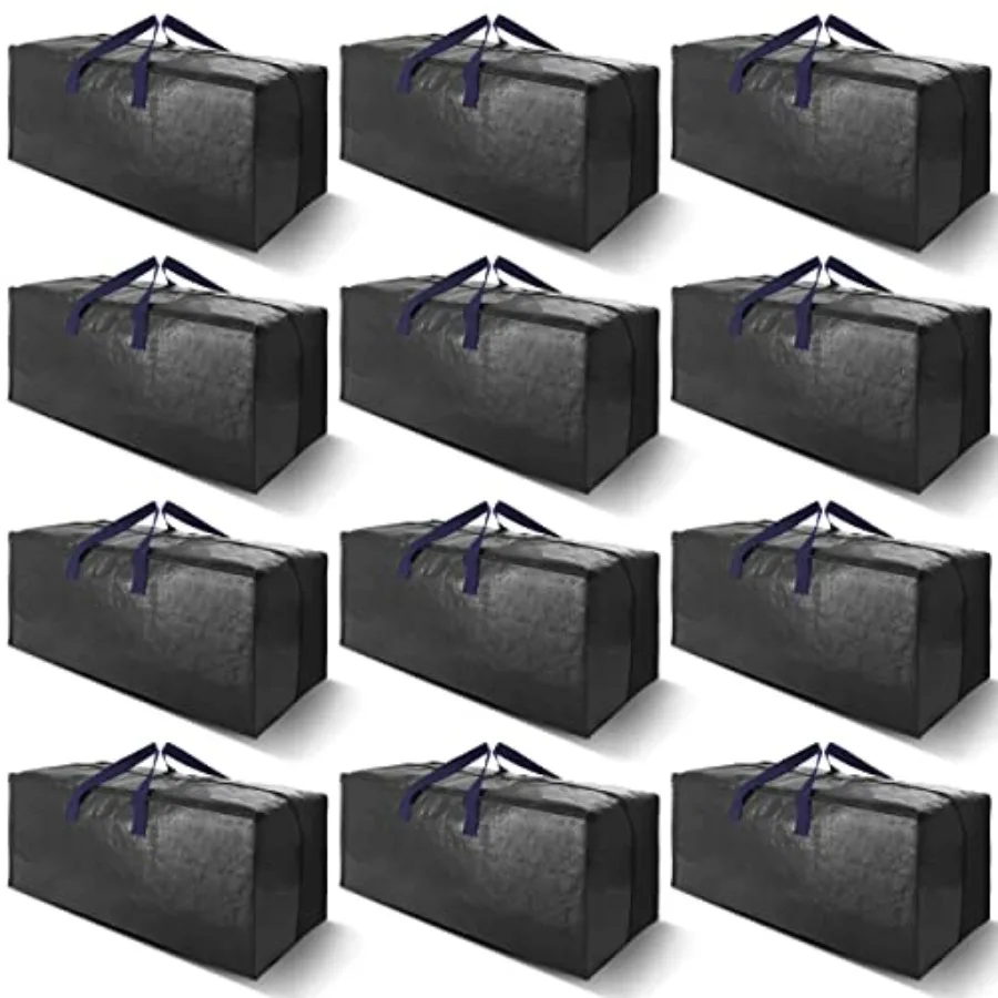 

Набор из 12 сверхпрочных больших сумок для переезда с лямками для переноски - прочные ручки и молнии, сумки для хранения, экономящие место, складные.