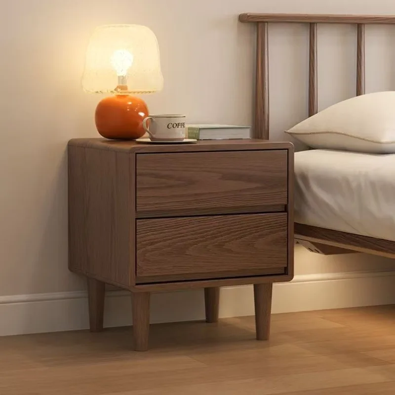 

Bedside table pure solid wood walnut mini small apartment bedroom drawer storage bedside cabinet 45CM