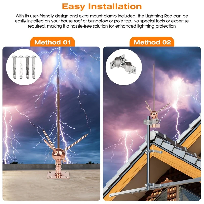 Copper Brass Rod Kit Removable Protection Equipment System Forpole Top House Safety