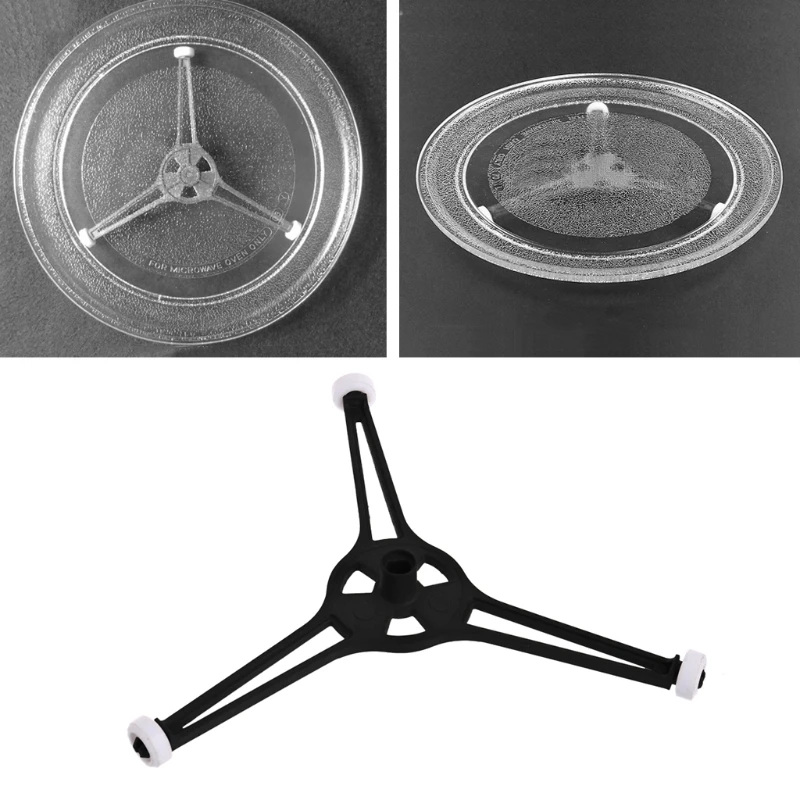 2023 New Microwave Oven Triple Arm  Shaped Glass Plastic Plate Tray Support Holder Rotating Ring Roller Guide Stand