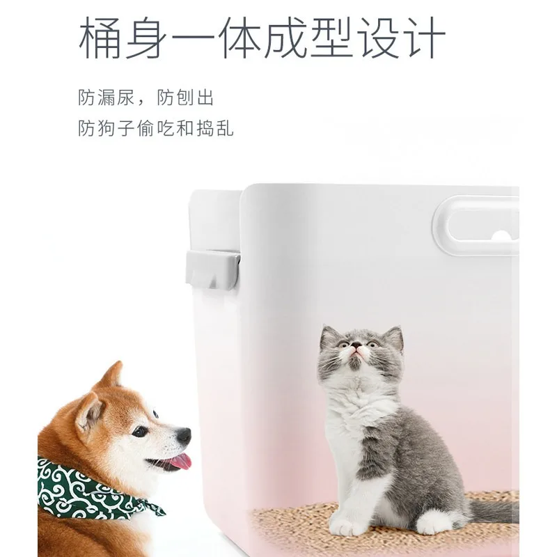 Extra Large Cat Litter Box Semi-enclosed Integrated Toilet Top Entry Anti-splash Litter Containment Pet Potty