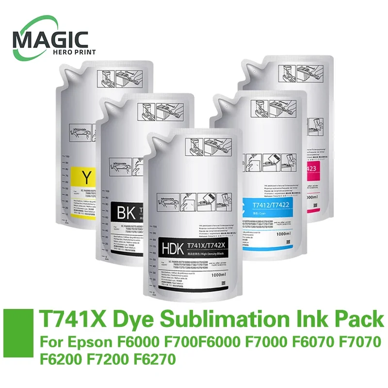 1000ML T7411 T7414 T741X Ink Packs Dye Sublimation Ink Pack For Epson SureColor F6000 F6070 F6200 F6270 F7000 F7200 F7270 F9200