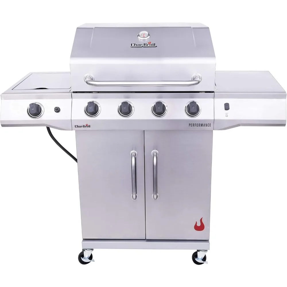 Performance Series Convection 4 burner, propane gas grill with side burner cabinet, stainless steel, 20.1