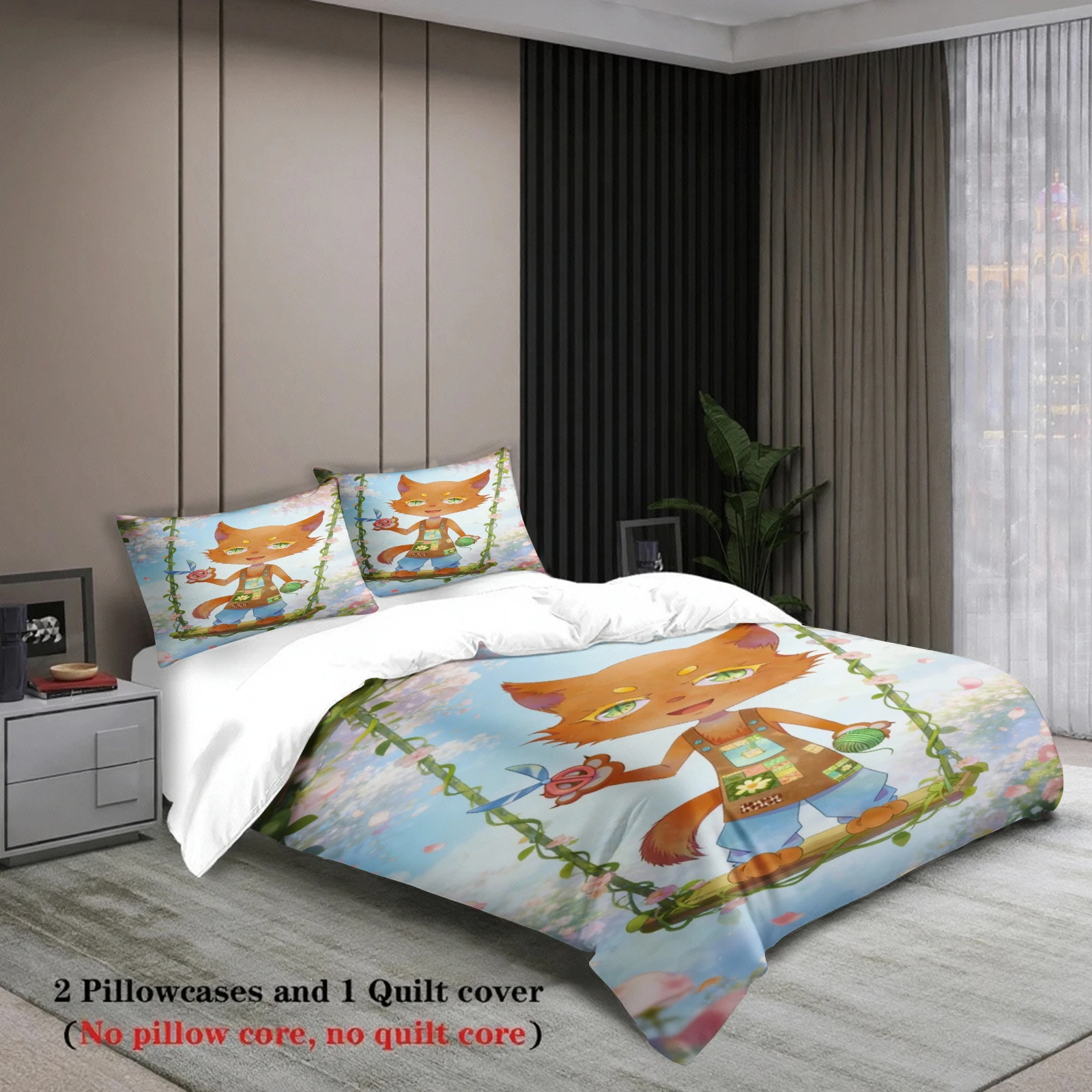 Softville Cozy Town Cute Fern the Quilt Fox Bedding Set With Duvet Cover & Pillowcase For Children's Bedroom Decor