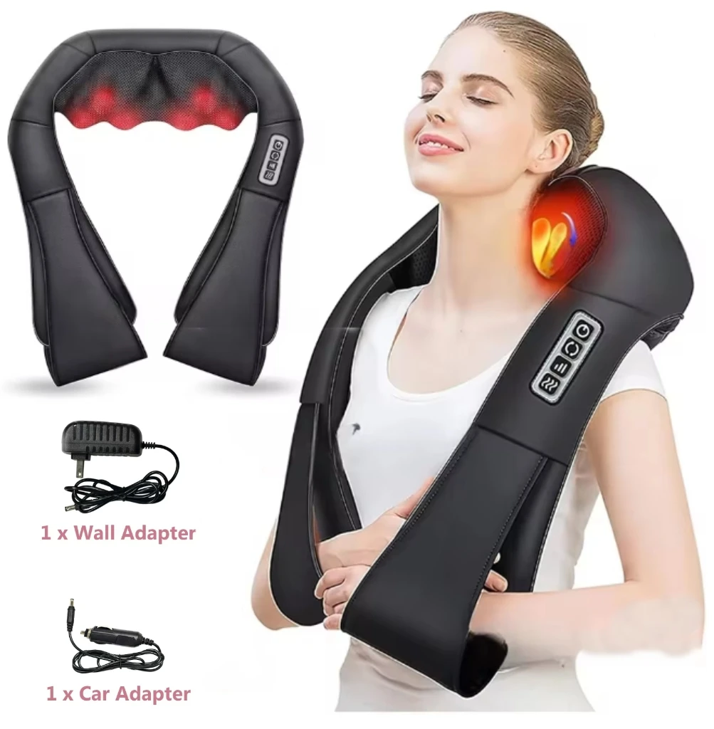 

Шаль-трапеция, массажер для шеи и плеч, массажер для спины с подогревом, U-образная массажная подушка для глубокого разминания, шиацу Массагеадор для тела