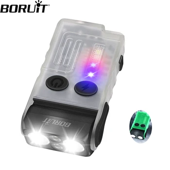 BORUiT V20-1 porte-clés UV LED EDC lampe de poche type-c torche Rechargeable Buzzer lampe de travail avec pince aimant Camping lanterne de poche